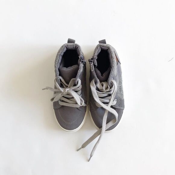 Old Navy gray zip up hi-top sneakers EUC size 9 - Picture 4 of 6